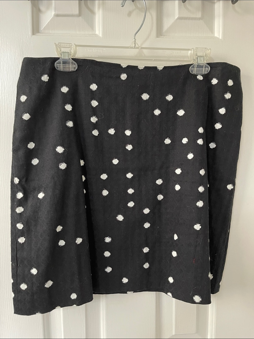Chelsea & Theodore Black A-Line Skirt with White Polka Dots